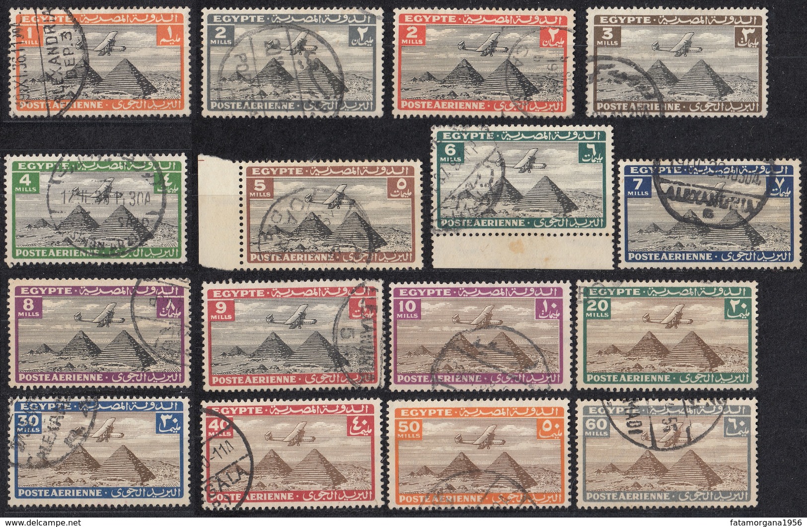 EGITTO - 1933/1938 - Posta Aerea, Serie Completa Usata Yvert 5/24,  21 Valori. - Luftpost