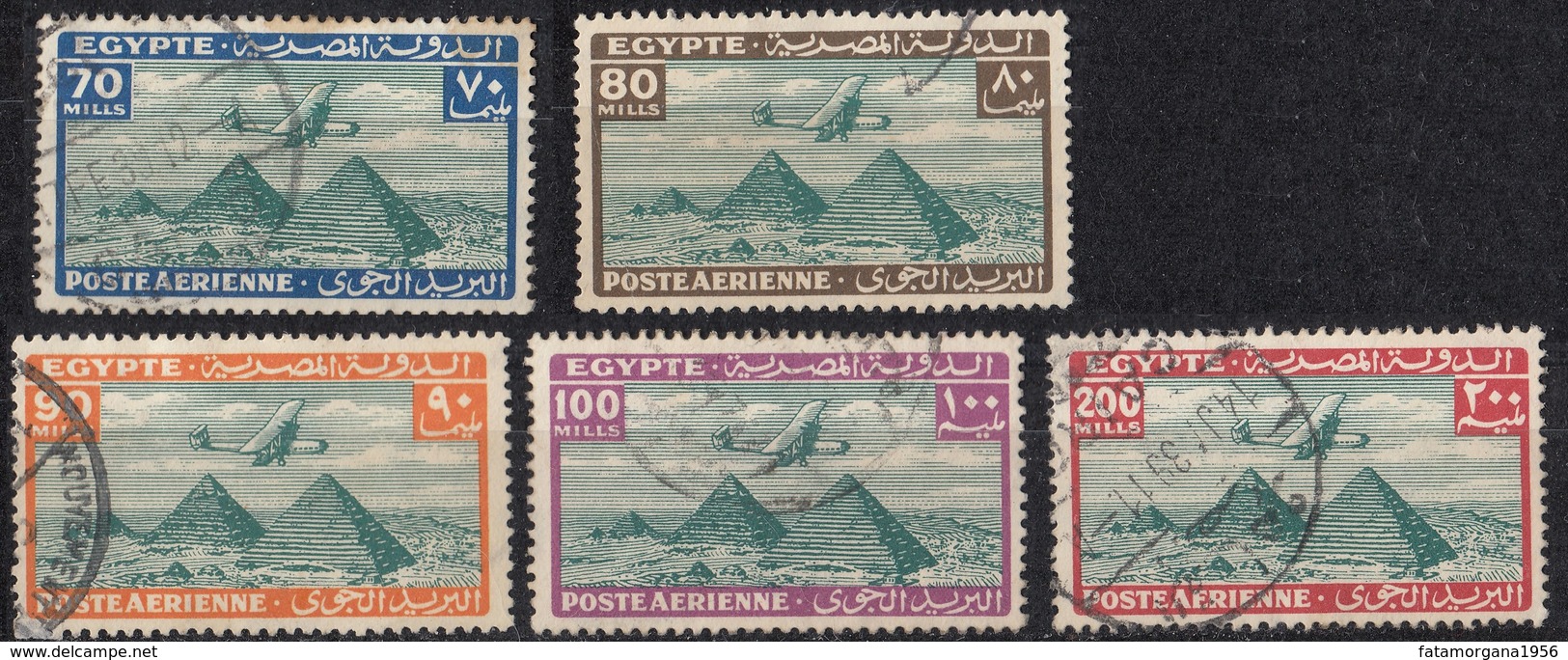 EGITTO - 1933/1938 - Posta Aerea, Serie Completa Usata Yvert 5/24,  21 Valori. - Luftpost