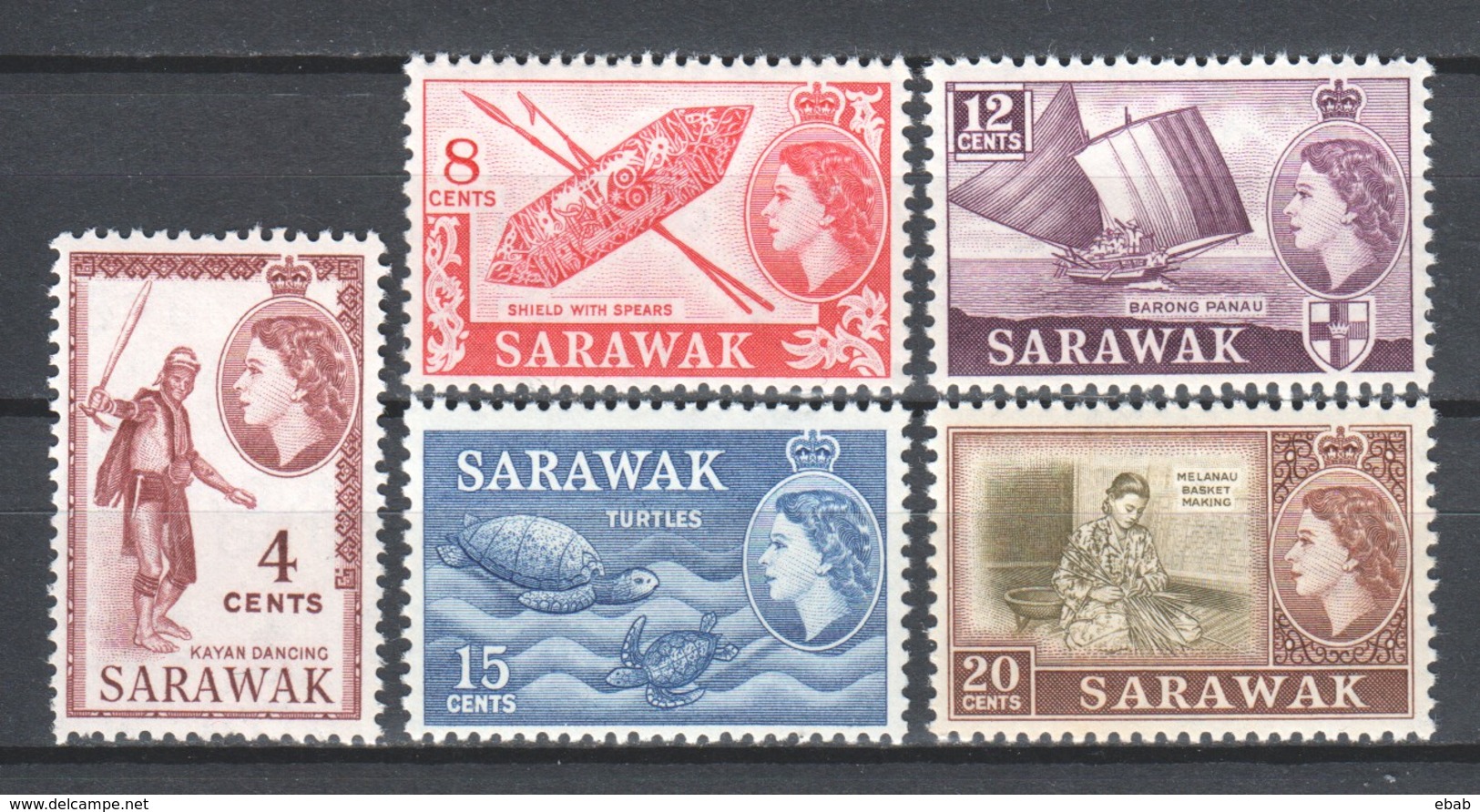 Malaysia Sarawak 1964 Mi 190-192-194-195-196 (wmk 4) MNH - Maleisië (1964-...)
