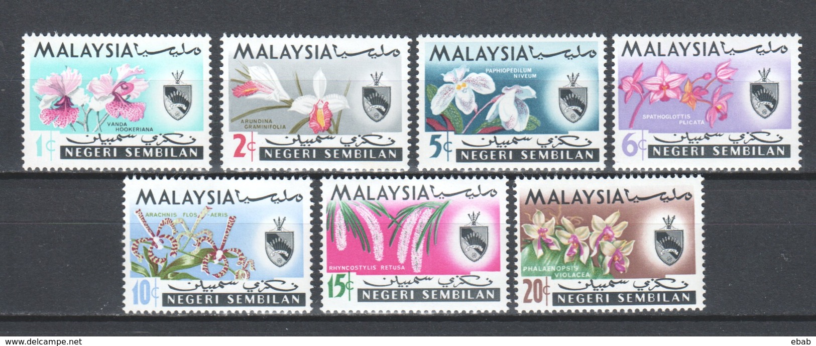 Malaysia Negeri Sembilan Mi 79-85 MNH FLOWERS ORCHIDS (A) - Malaysia (1964-...)