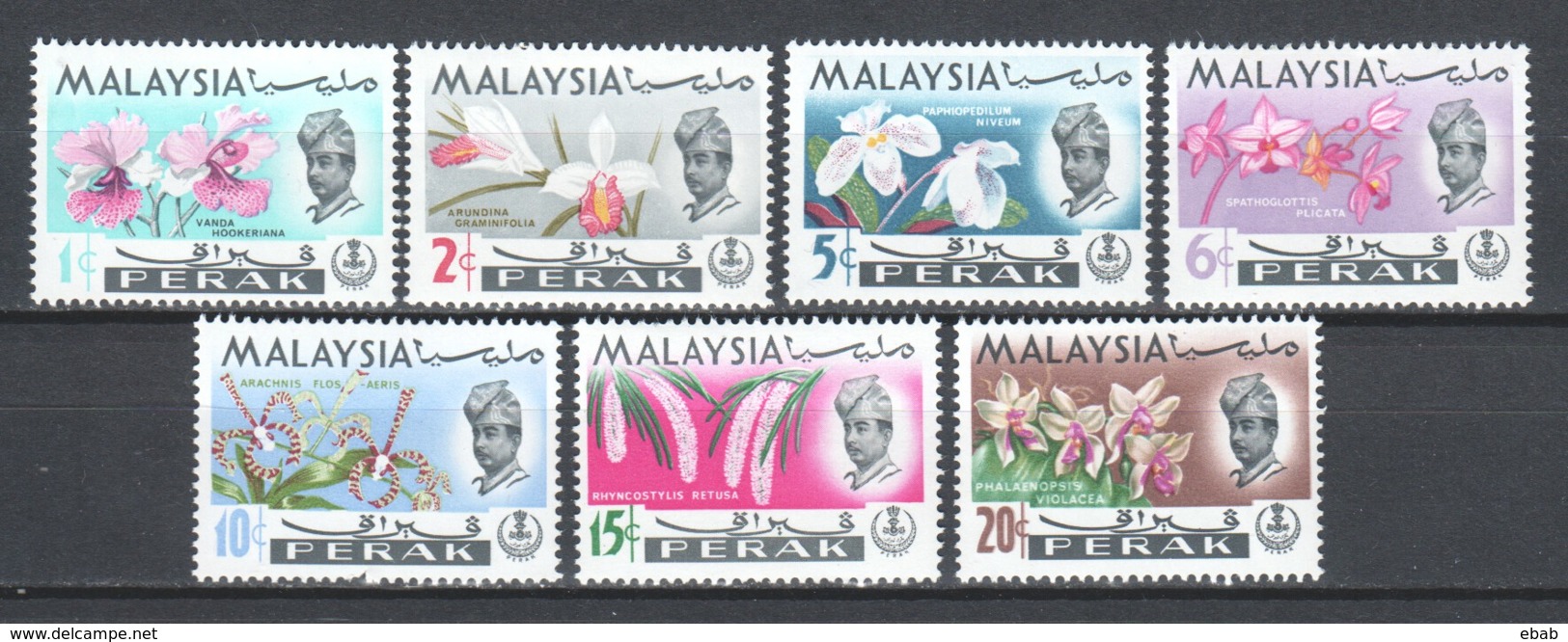 Malaysia Perak 1965 Mi 115-121 MNH FLOWERS ORCHIDS (B) - Orchideen