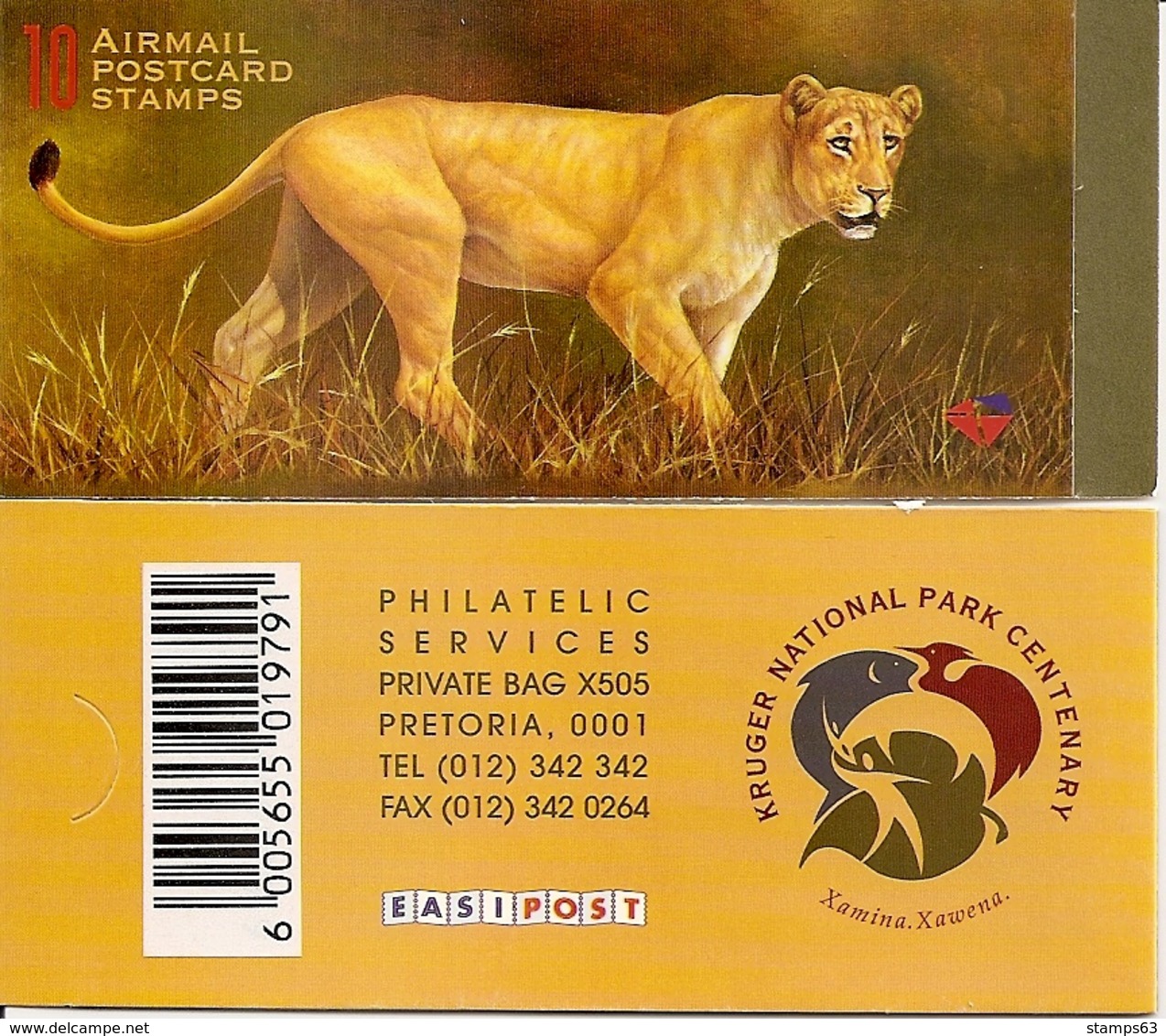 SOUTH AFRICA, 1998, Booklet 52,  Big Five, Barcode-sticker - Markenheftchen