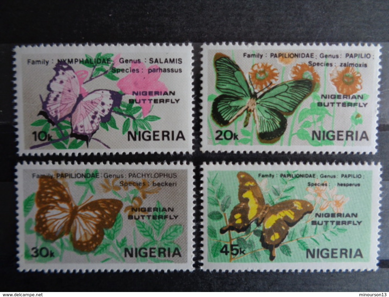 NIGERIA Y&T N° 408 à 411  ** - PAPILLONS DIVERS - Nigeria (1961-...)