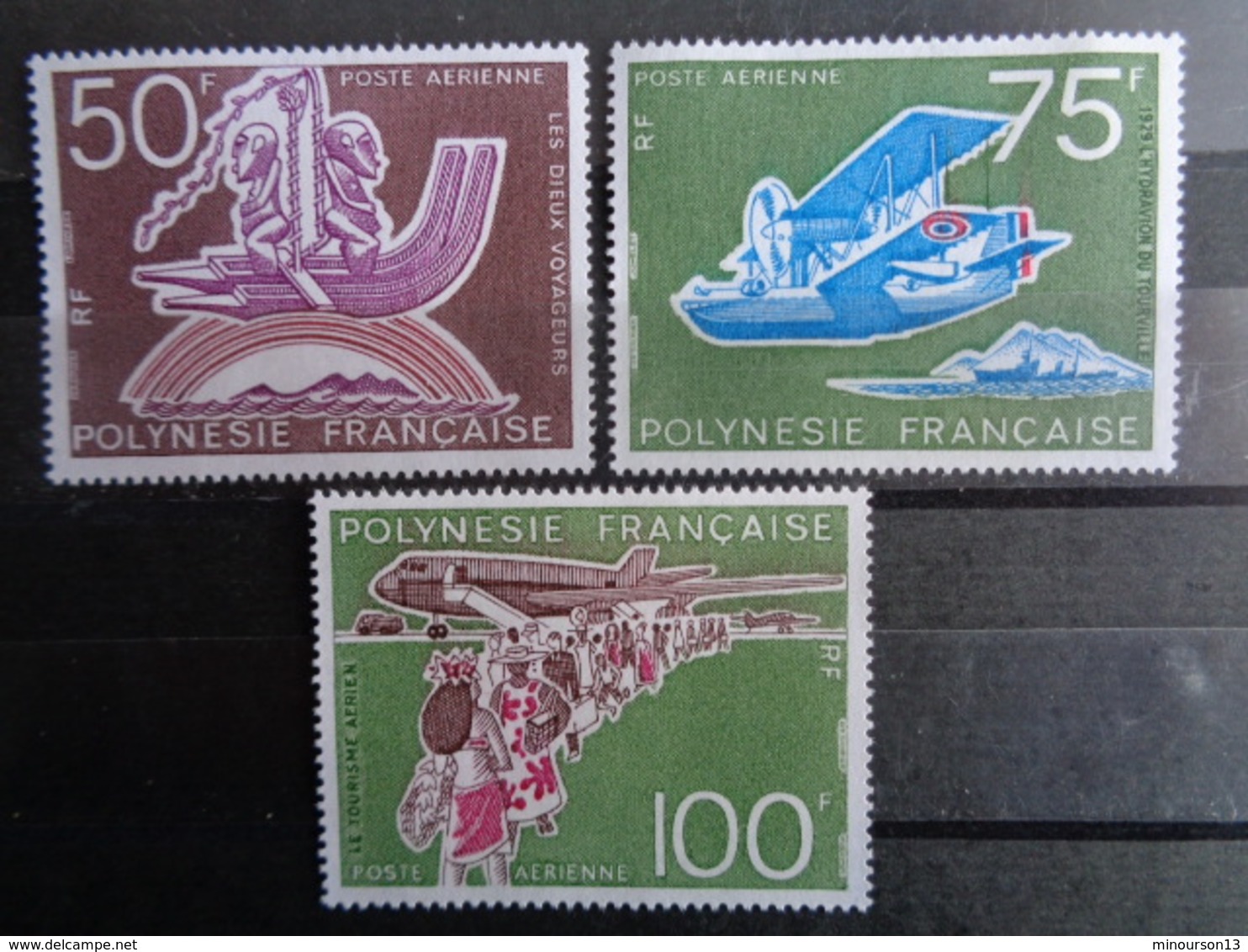 POLYNESIE 1974 P.A. Y&T N° 89 à 91 ** - UN DEMI SIECLE D'AVIATION A TAHITI - Neufs