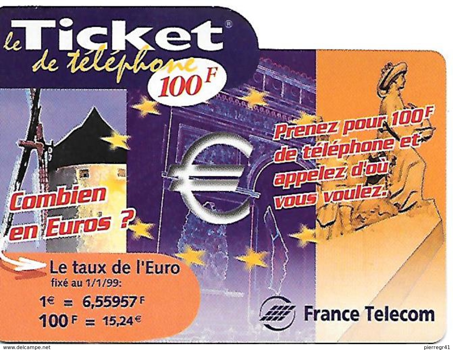 TICKET TELEPHONE-PU 11-100F-30/09/2000-MOULIN--CODE TYPE-3G-ECRIT-4/4/4-TBE - Tickets FT