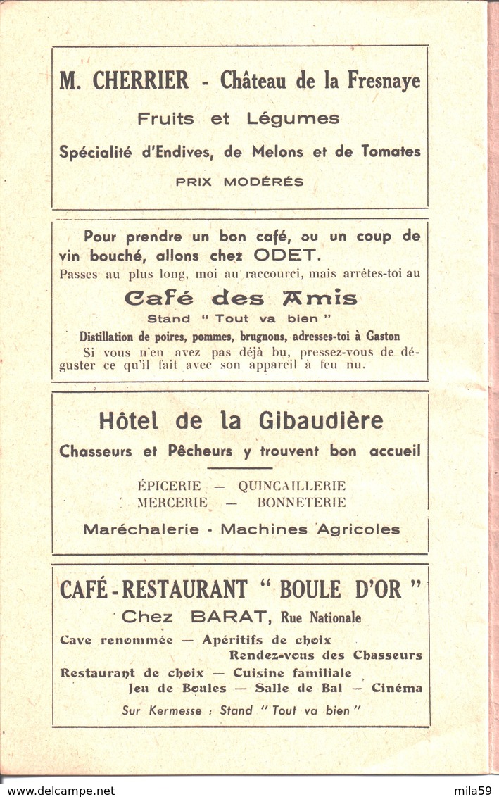 Cléré Les Pins. Grande Kermesse. 25 Août 1946. Programme Souvenir. - Autres & Non Classés