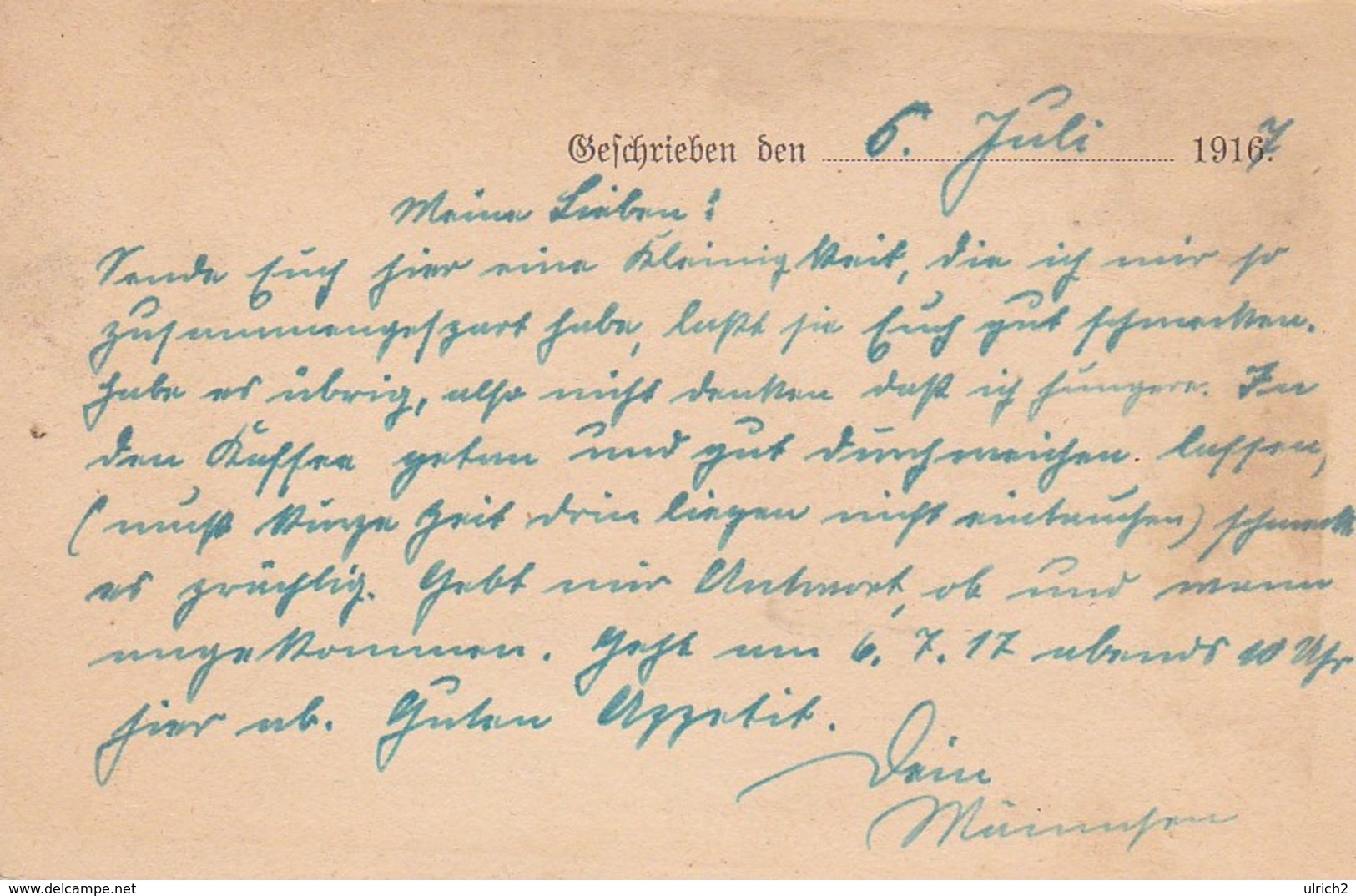 Feldpostkarte - Mil. Eis. Div. 7 Nach Berlin -  1917 (37395) - Briefe U. Dokumente