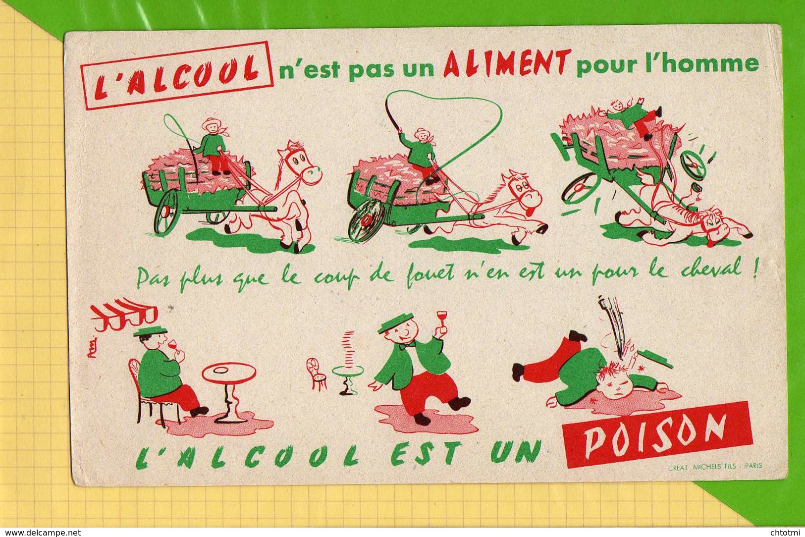 BUVARD &amp; Blotting Paper :  L'alcool N'est Pas Un Aliment - Liqueur & Bière