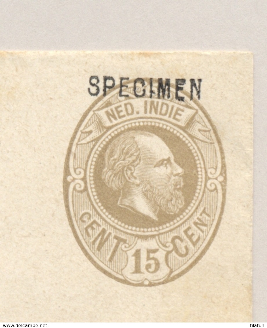 Nederlands Indië - 1888 - 15 Cent Willem III, Envelop G8 Met SPECIMEN-opdruk - Ongebruikt - Nederlands-Indië