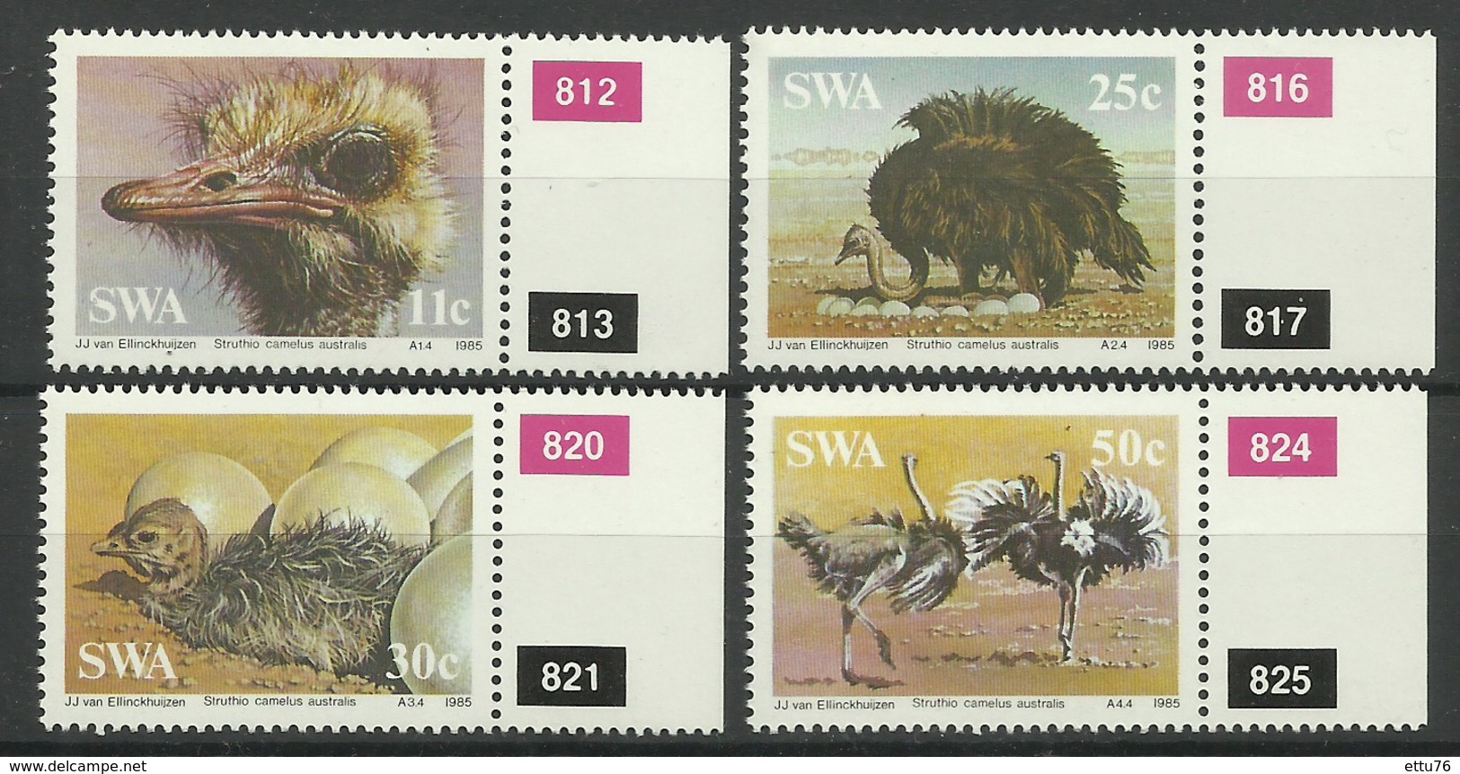 SWA  SOUTH WEST AFRICA 1985  OSTRICHES  SET  MNH - Autruches