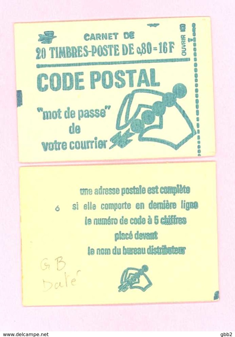 CARNET 1893-C 1 Marianne De Béquet  "CODE POSTAL" Fermé Daté 5/11/76 (haut). Parfait état Bas Prix RARE. - Sonstige & Ohne Zuordnung