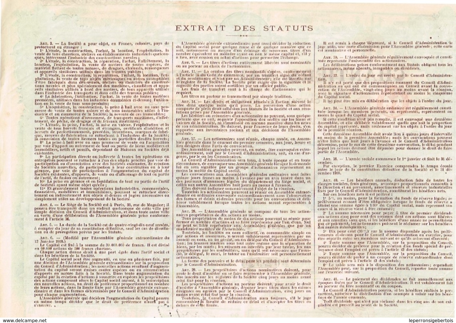 Ancienne Action - Chantiers Navals Français Société Anonyme -Titre De 1918 - N°02528 - Déco - Navigation