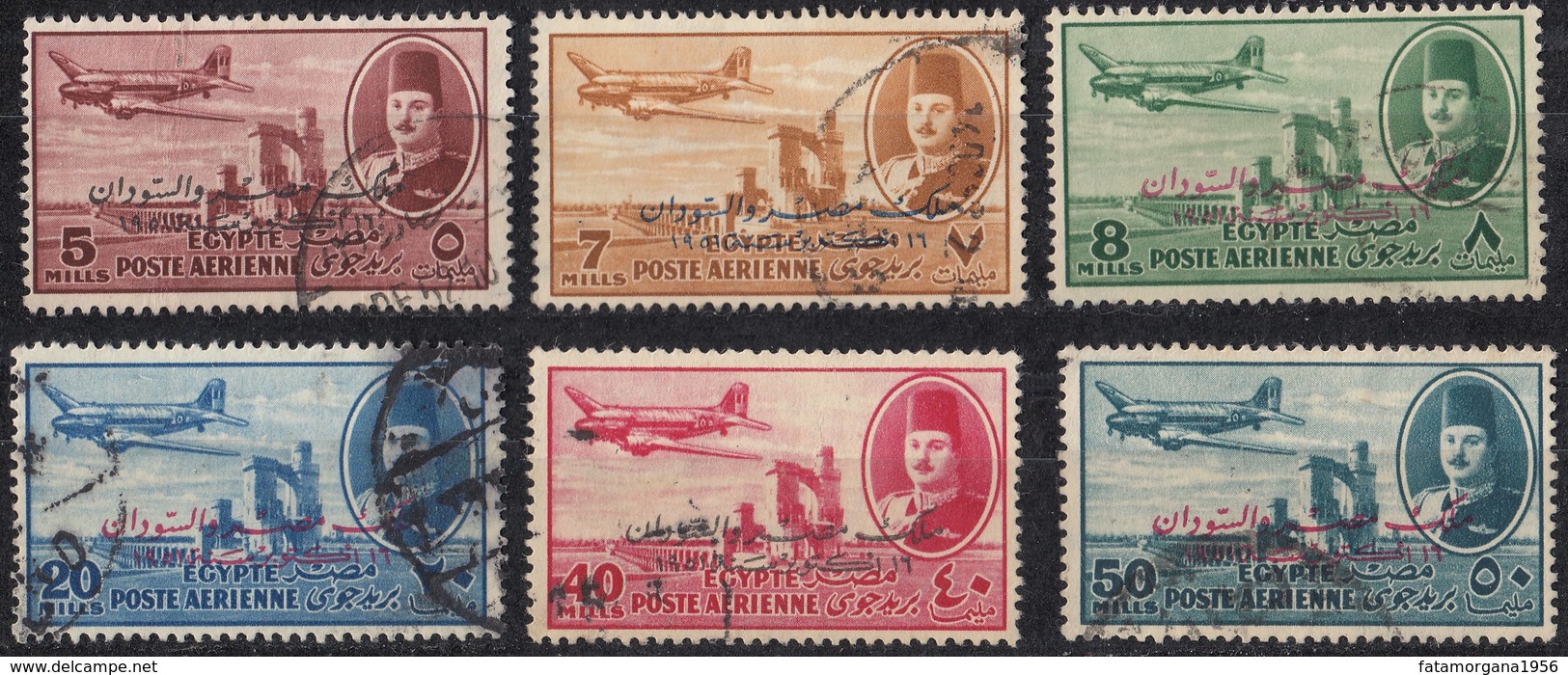 EGITTO - 1952 - Posta Aerea, Lotto Composto Da 6 Valori Usati: Yvert  45, 46, 47, 49, 51 E 52. - Airmail