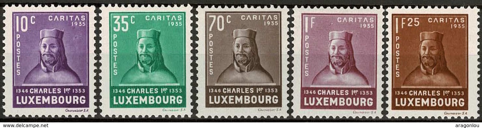 1935 Série Caritas 5 Timbres (1,75Fr.manque)  Neuf Sans Charnière: Michel 284-288 (2scans) - Neufs