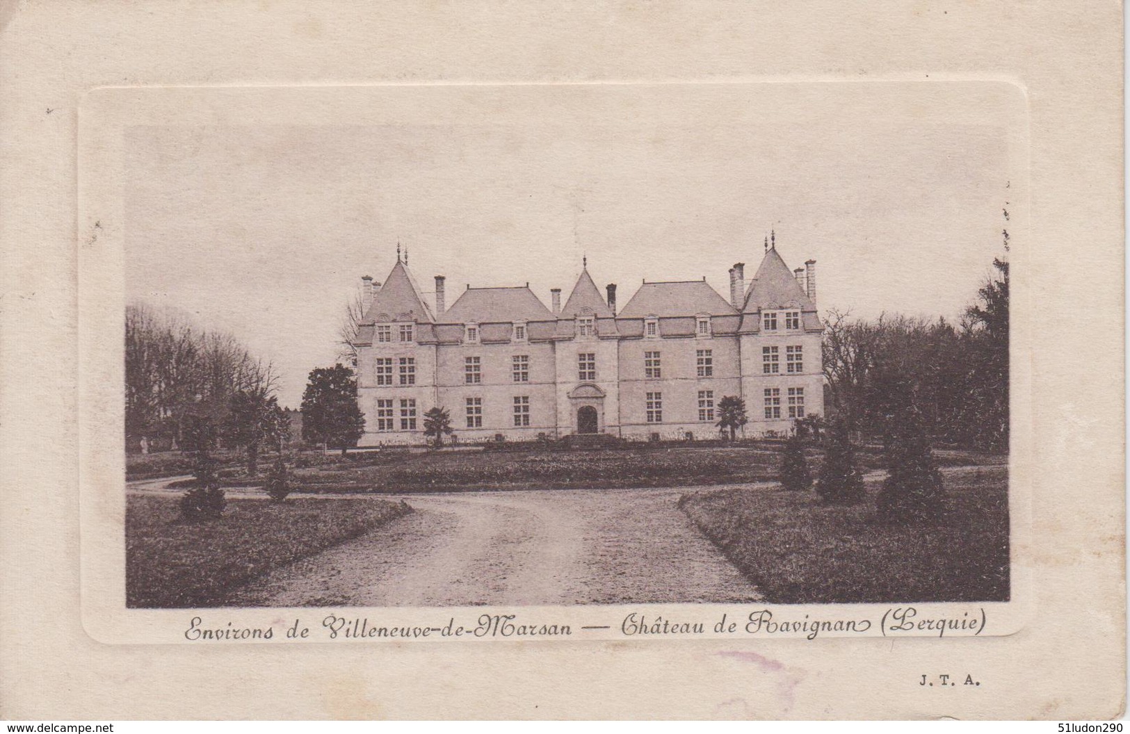 CPA Environs De Villeneuve-de-Marsan - Château De Ravignan (Lerquie) Avec Pourtour En Relief - Villeneuve De Marsan