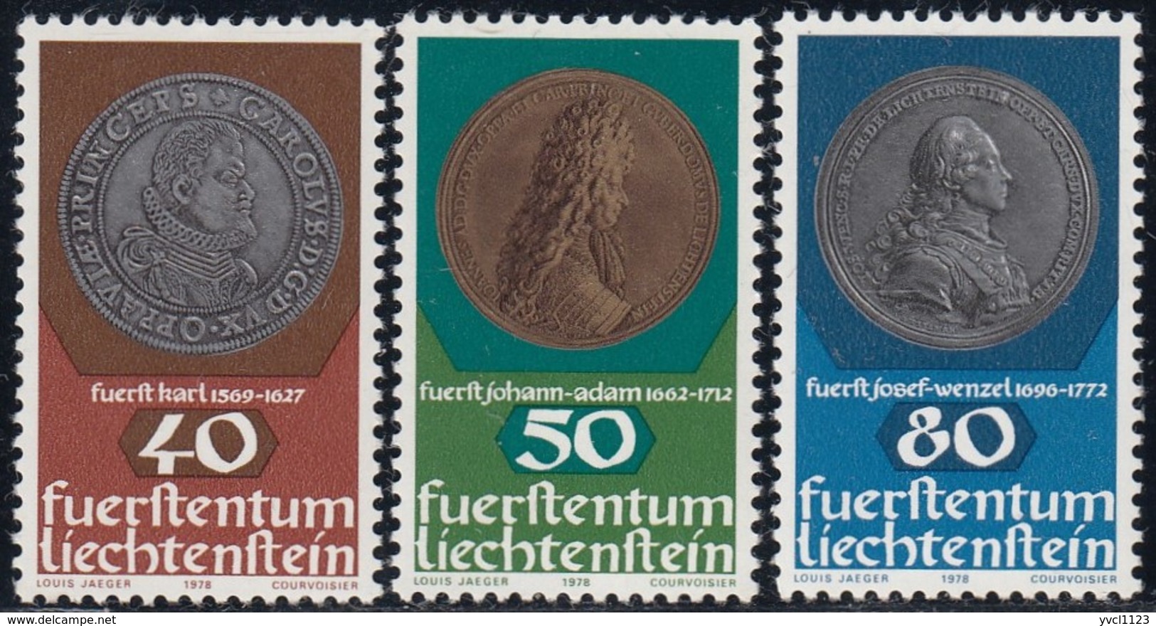 LIECHTENSTEIN - Scott #654@656 Coins / Complete Set Of 3 Mint NH Stamps (K0813) - Collections