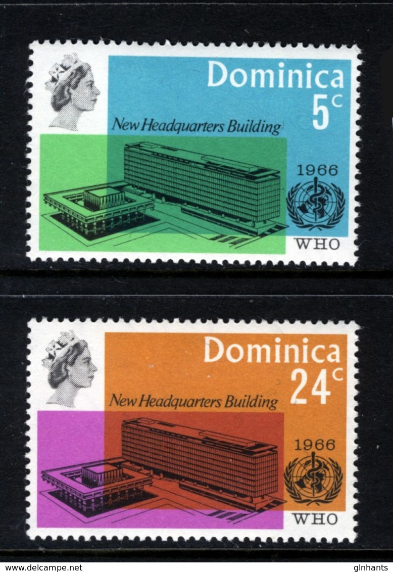 DOMINICA - 1966 WORLD HEALTH ORGANISATION WHO SET (2V) FINE MNH ** SG 195-196 - Dominica (1978-...)