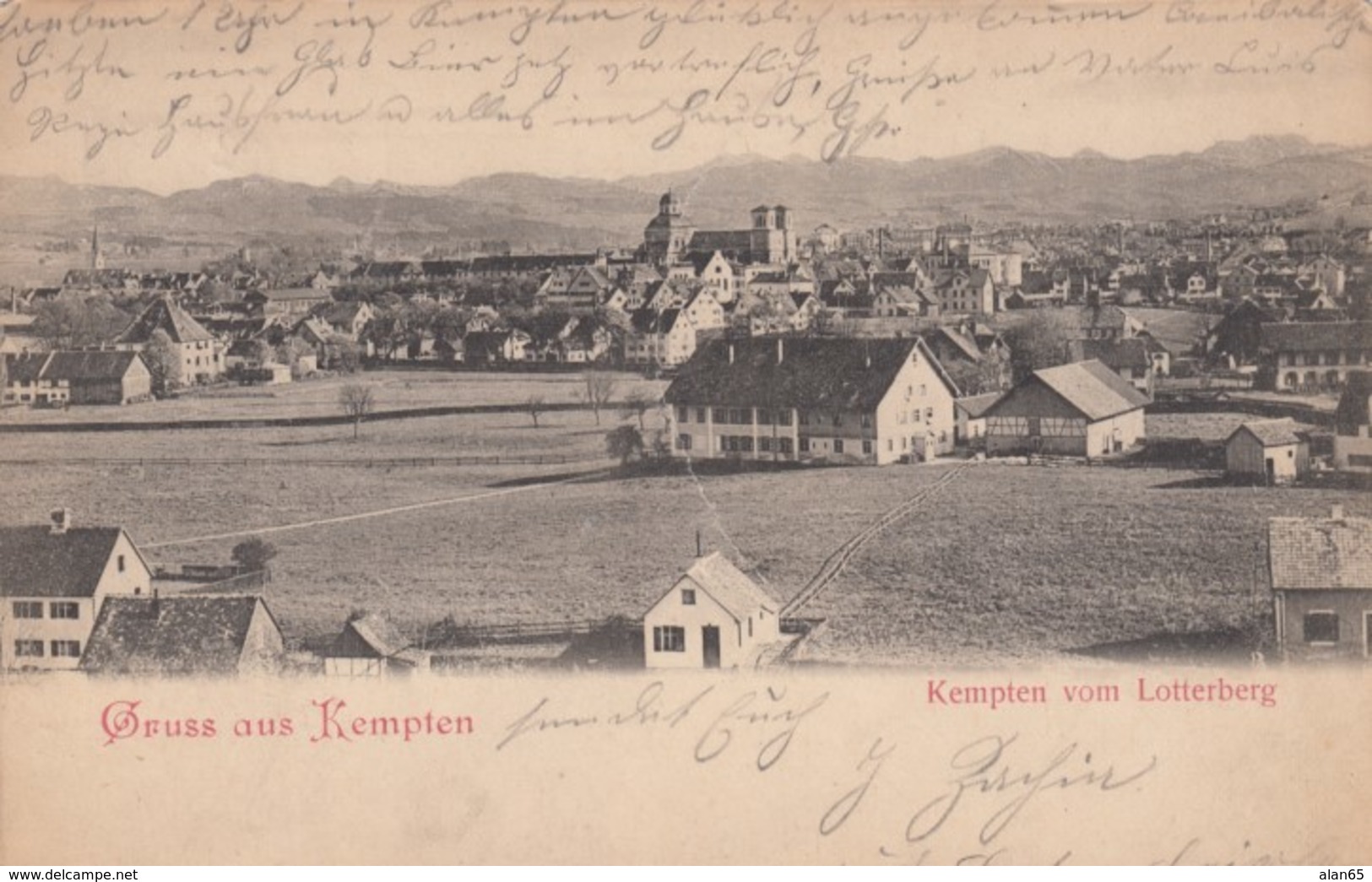 Kempten (Swabia) Bavaria Germany, Kempten Vom Lotterberg View Of Town, C1890s Vintage Postcard - Kempten