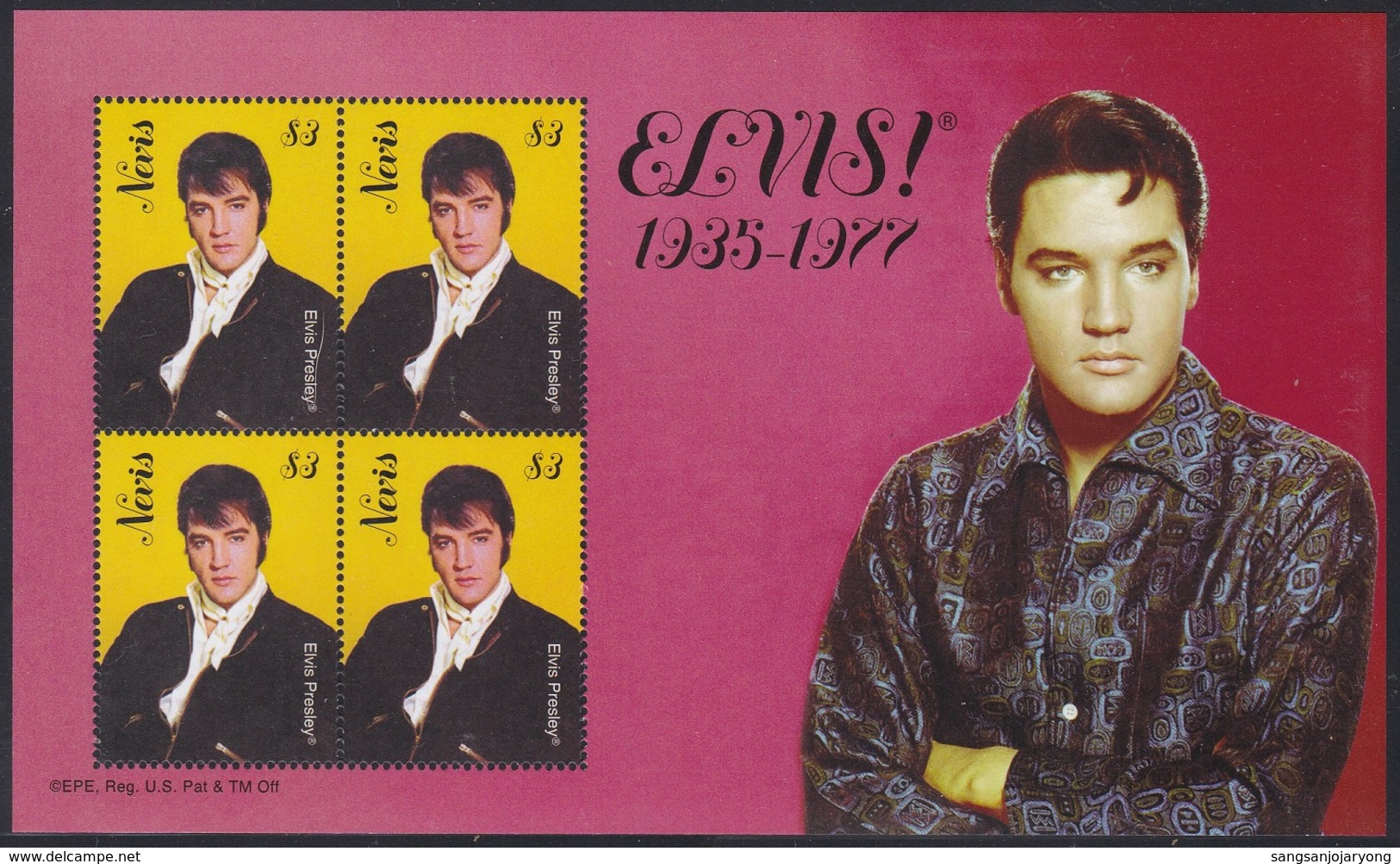 Sheet III, Nevis Sc1633 Sheet, Music, Singer Elvis Presley (1935-77), Chanteur, Musique - Singers