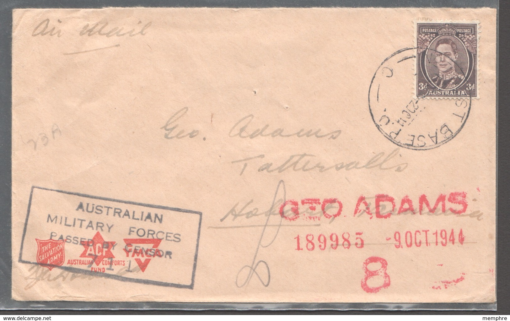 Military Concession Air Mail - No 7 Australian Base (Port Moresby PNG) - Tattersall's Censored - Briefe U. Dokumente