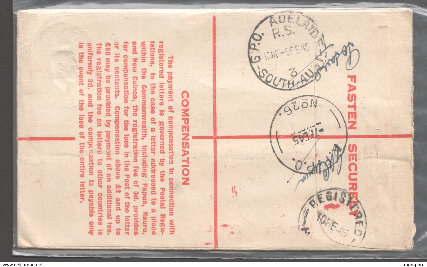 Military 1945  Censored 5½d. Registered Envelope Uprated 1½d  A.F. P.O. No 26 Gorrie Airfield NT To Tattersalls - Covers & Documents