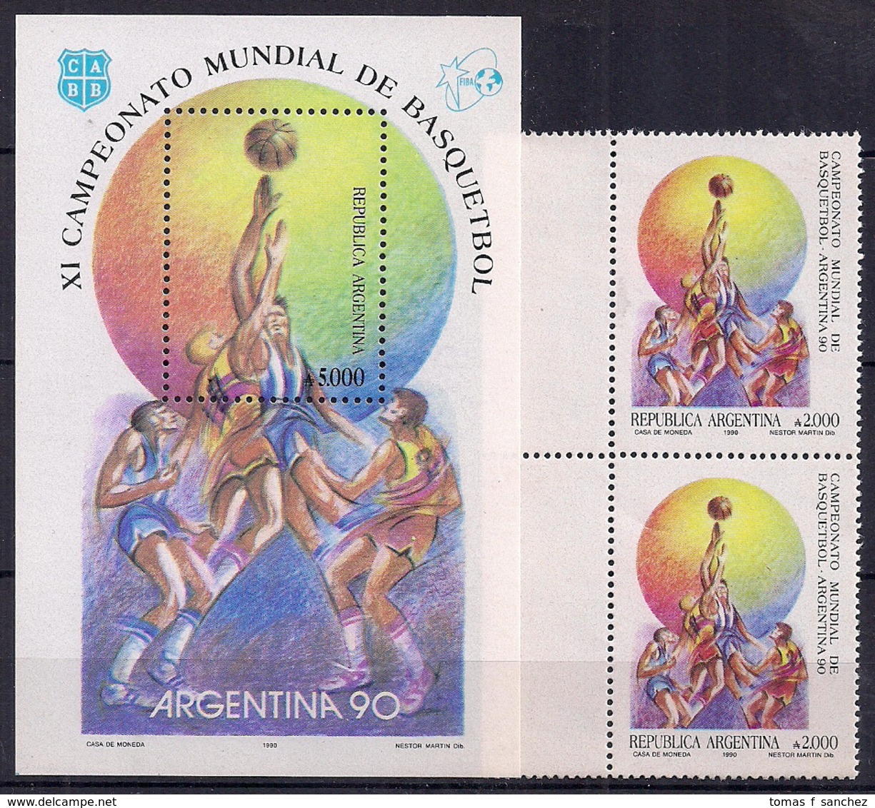 Argentina - 1990 - Championnat Du Monde De Basketball - Basket-ball