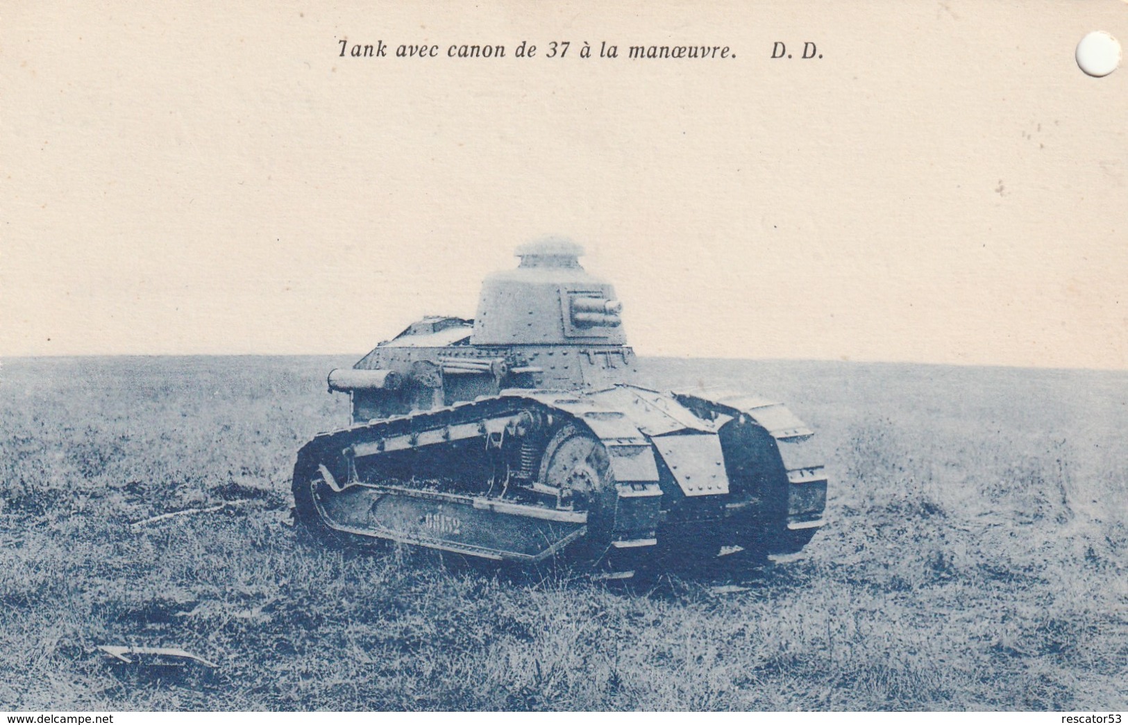 Rare Cpa Tank Renault F17 Avec Canon De 37 M/m à La Manoeuvre - 1914-18