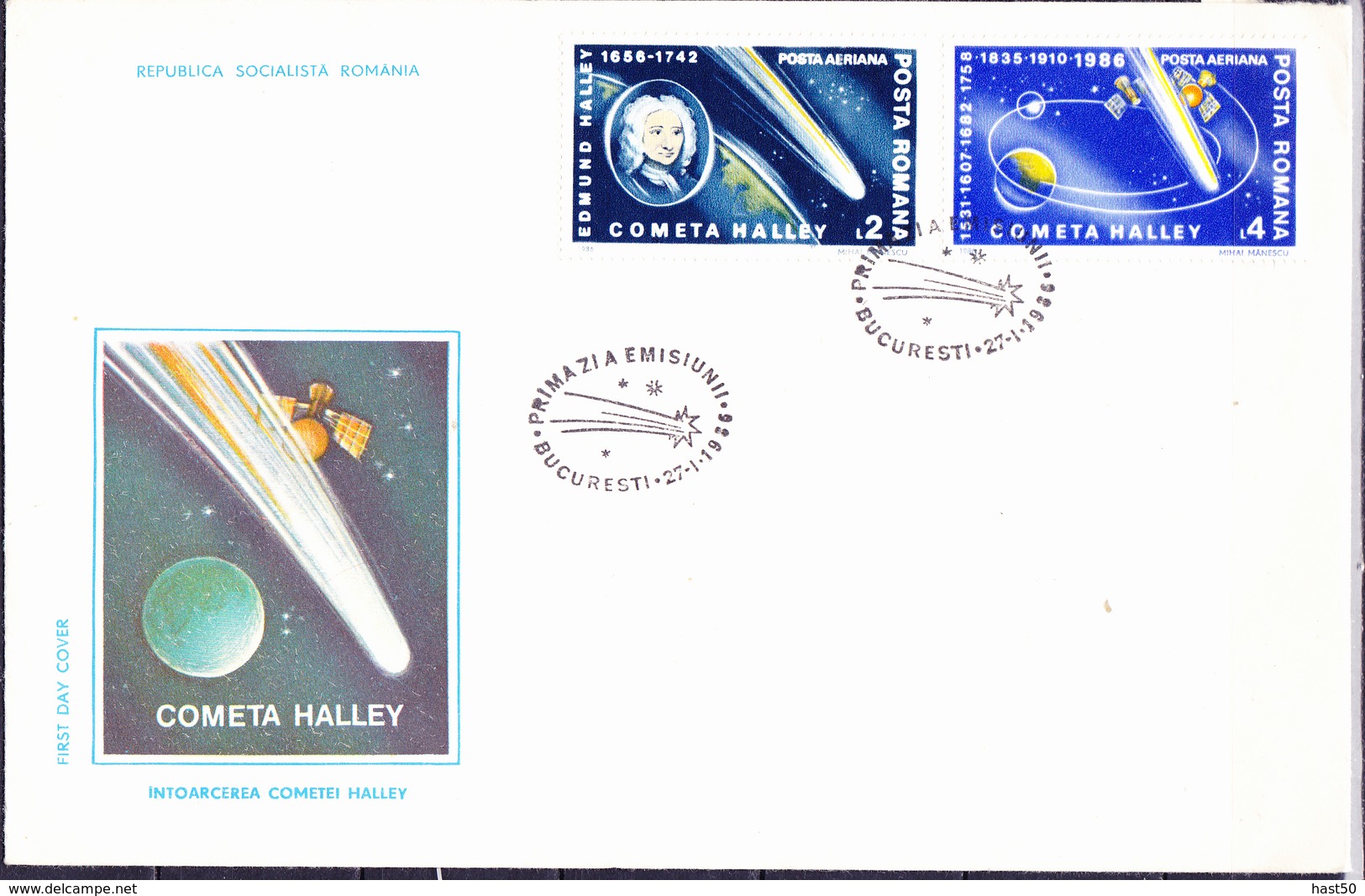 Rumänien Romania Roumanie - Halleyscher Komet (MiNr. 4228/9) 1986 - FDC - FDC