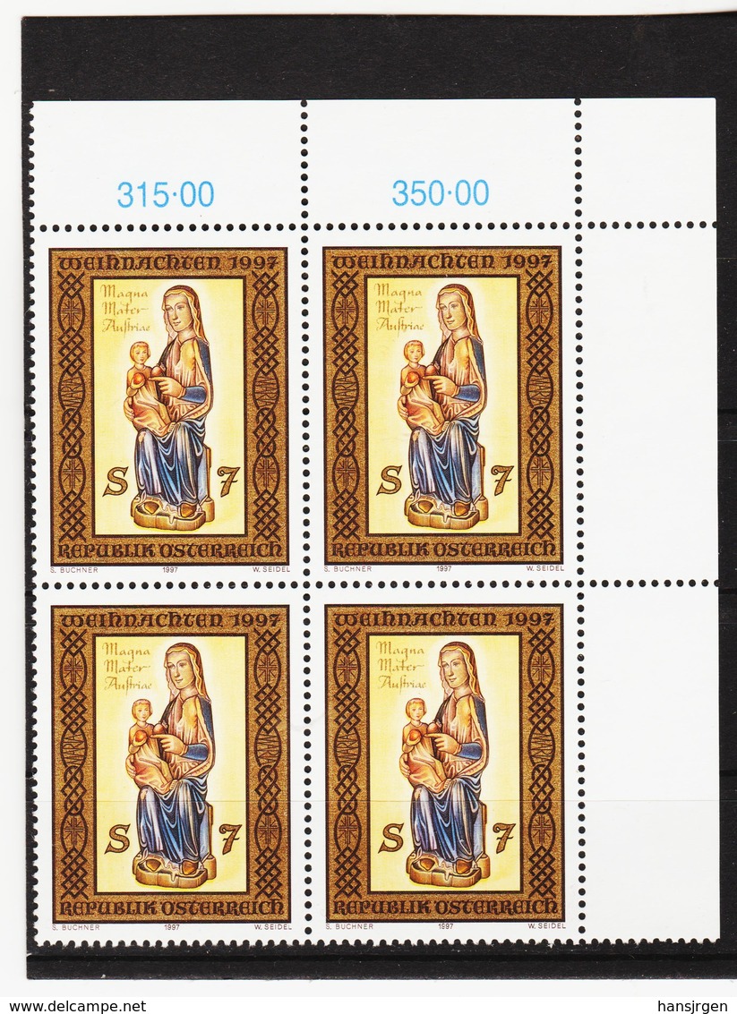 RAN15 ÖSTERREICH 1997 Michl 2239 ECKRAND-VIERERBLOCK ** Postfrisch SIEHE ABBILDUNG - Neufs