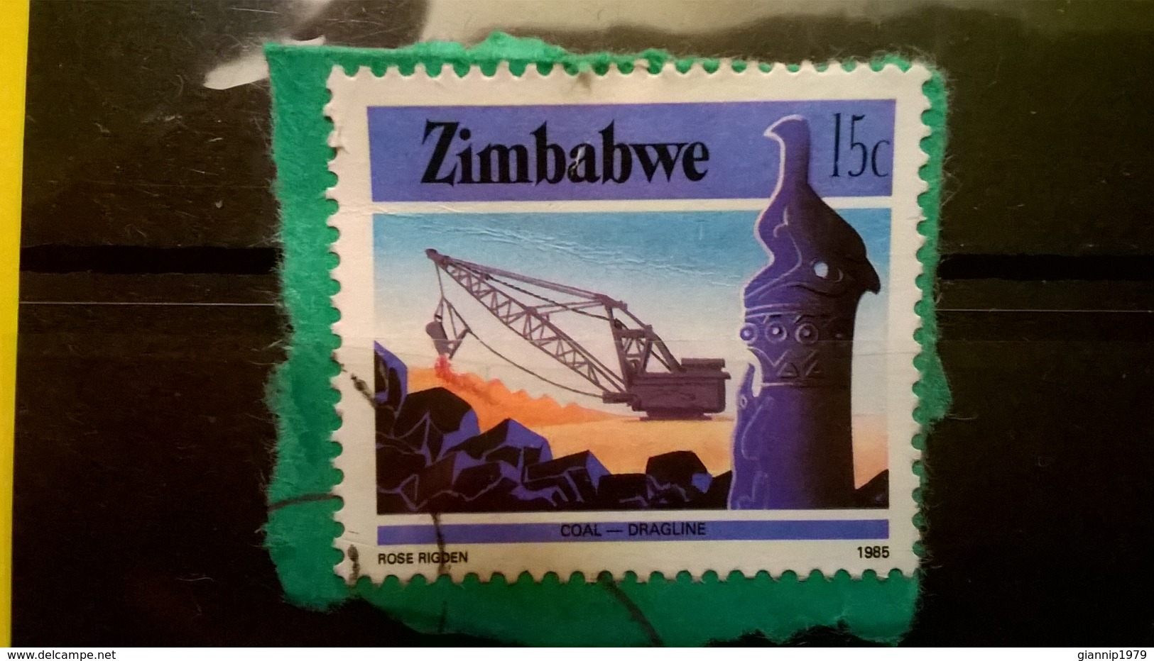 FRANCOBOLLI STAMPS ZIMBABWE 1985 SERIE CULTURA TECNOLOGIA ECONOMIAI SU FRAMMENTO FRANGMENT - Zimbabwe (1980-...)