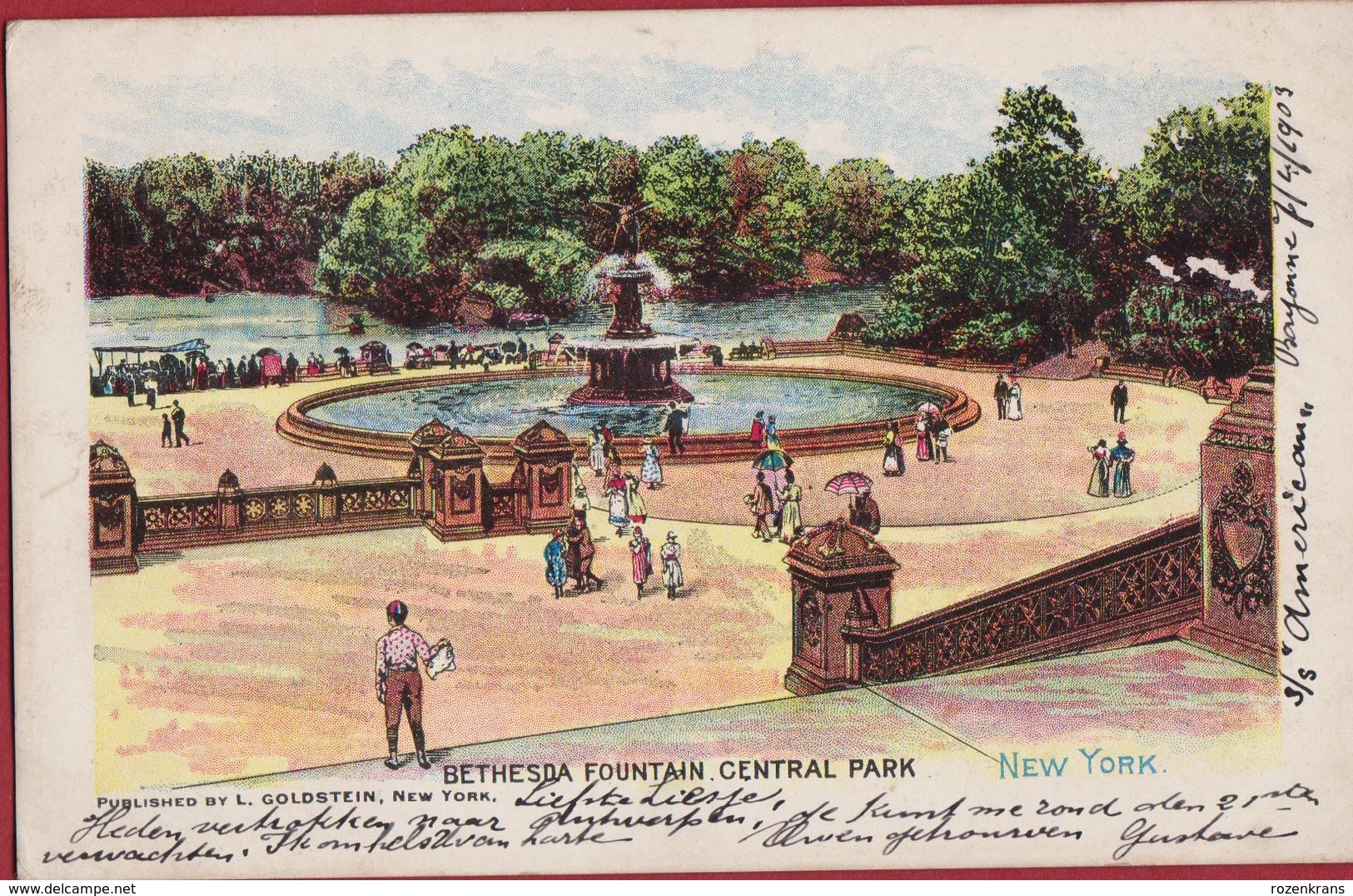 Georg Washington 2 Two Cents - Old Postcard To Anvers Antwerp - Bethesda Fountain Central Park New York (v.g. Condition) - Lettres & Documents