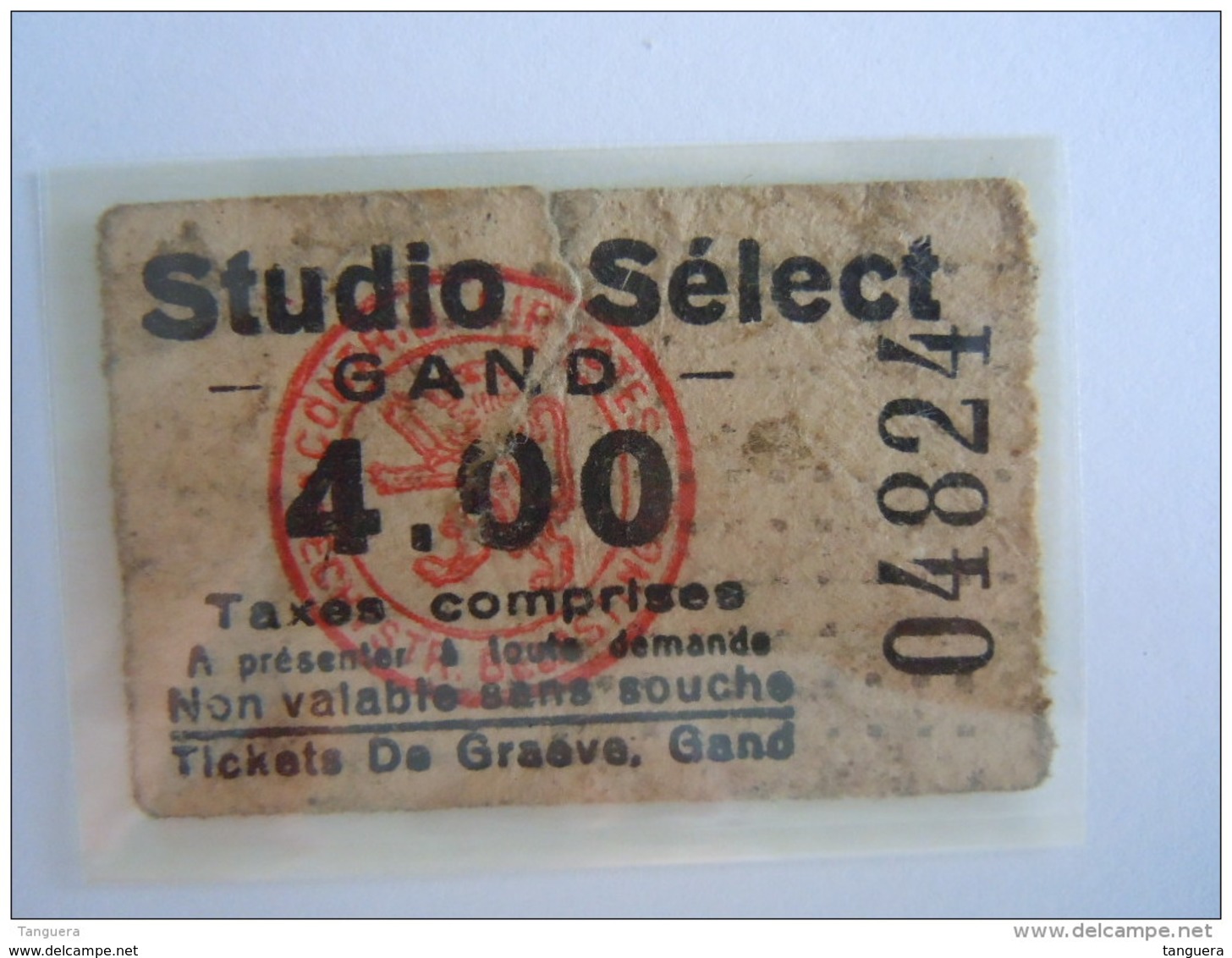 Ticket Gent Gand Cinema STUDIO SELECT 4 Fr 1935 - Tickets - Vouchers