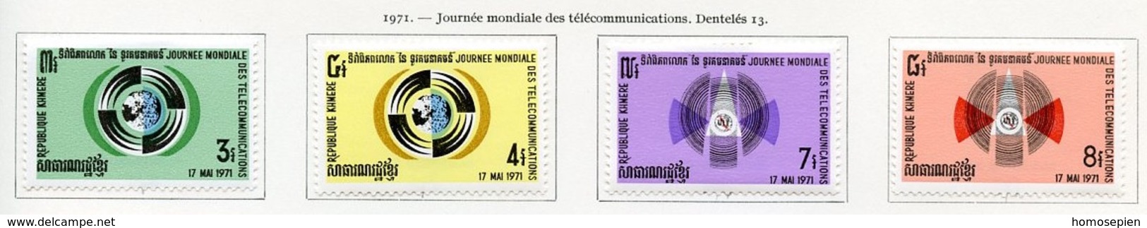 Khmère - Khmer - Cambodge 1971 Y&T N°274 à 277 - Michel N°299 à 302 * - Série Télécommunications - Kampuchea