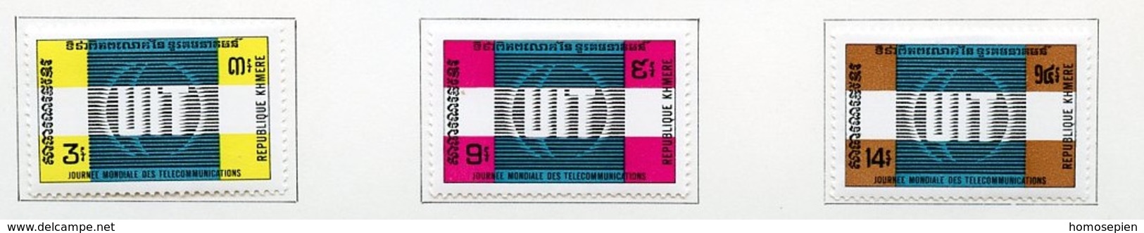 Khmère - Khmer - Cambodge 1972 Y&T N°304 à 306 - Michel N°332 à 334 * - Série Télécommunications - Kampuchea