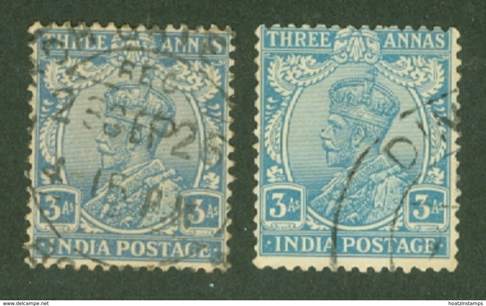 India: 1926/33   KGV      SG208 / 209    3a   Ultramarine And Blue  Used - 1911-35 King George V