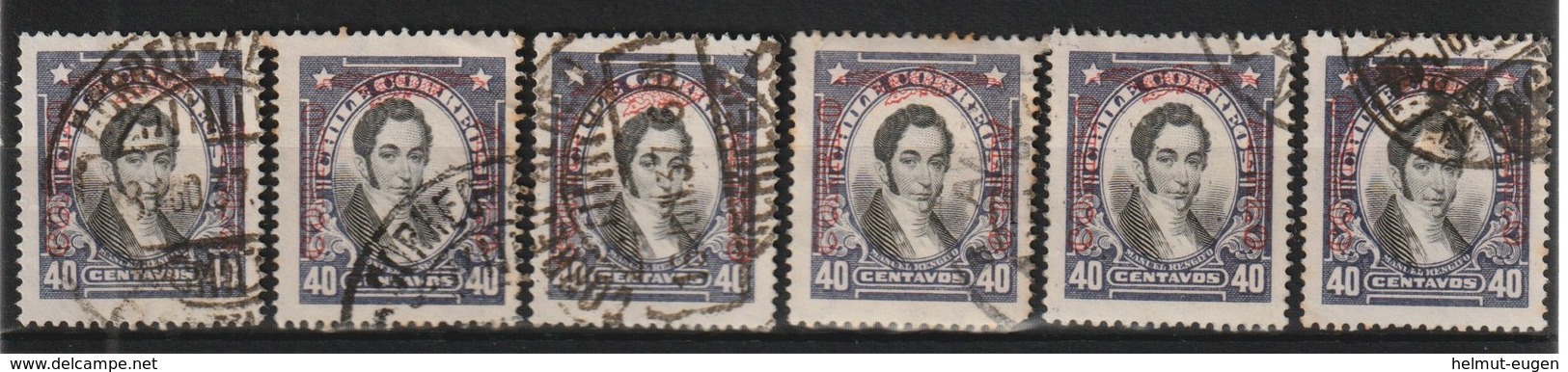 MiNr. 164 Chile /    1928/1932. Kursierende Freimarken Mit Aufdruck In Schwarz, Rot Oder Blau, Sehr Dünnes Bis Dickes Pa - Chile