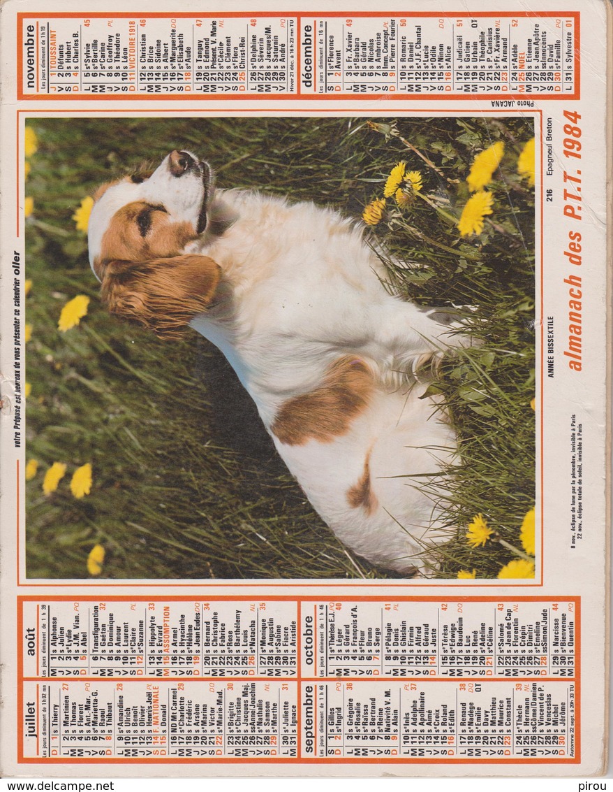 CALENDRIER PTT 1984 - Grand Format : 1981-90