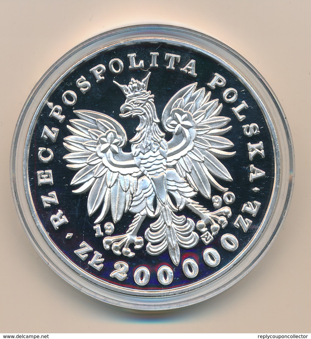 POLAND / POLSKA / POLEN / POLOGNE - 1990 , 155,5 Gr. Silber , 65 Mm ,  200 000 Zloty  PP  , Tadeusz Kosciuszko - Polen