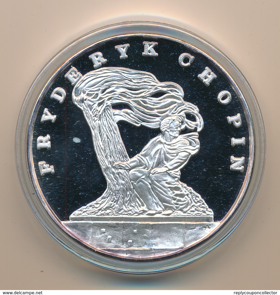 POLAND / POLSKA / POLEN / POLOGNE - 1990 , 155,5 Gr. Silber , 65 Mm , 200 000 Zloty  PP  , Frederic Chopin - Polen