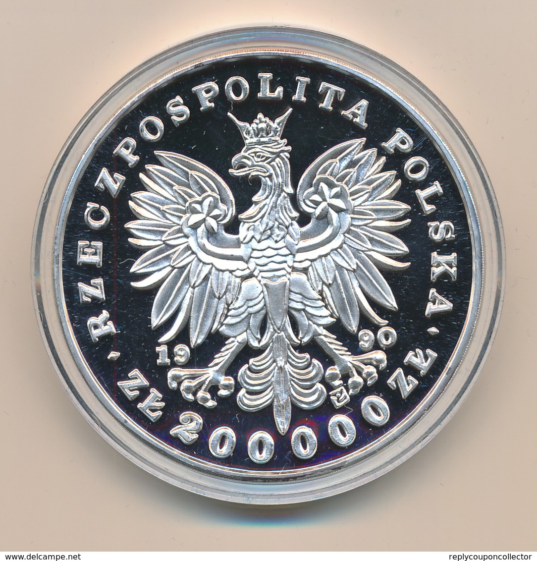 POLAND / POLSKA / POLEN / POLOGNE - 1990 , 155,5 Gr. Silber , 65 Mm , 200 000 Zloty  PP  , Frederic Chopin - Polen