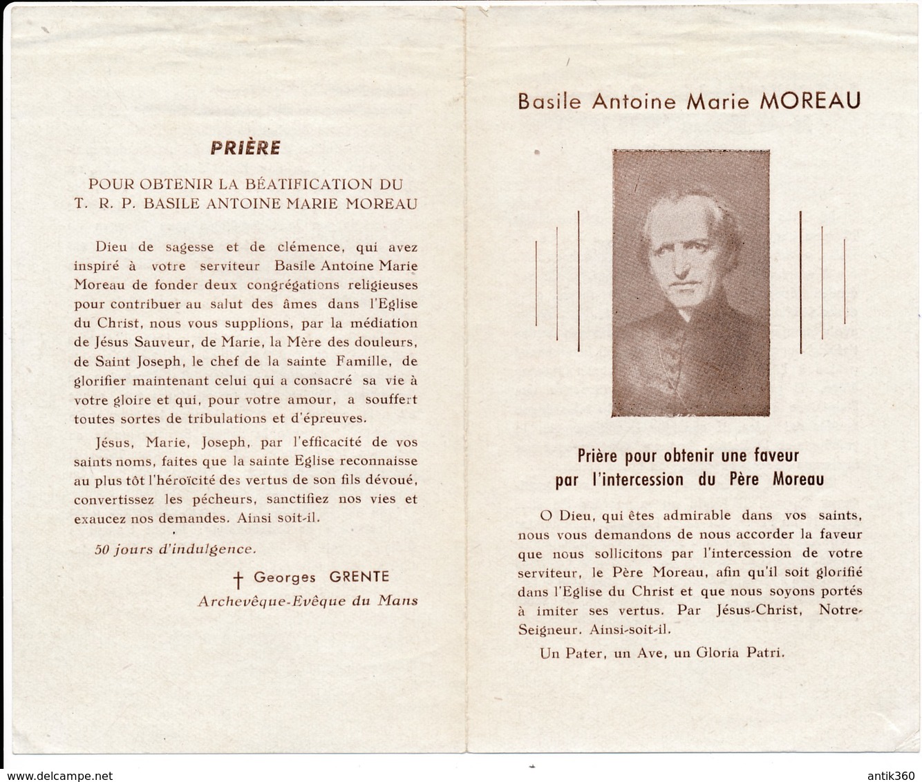 Image Pieuse Basile Antoine Marie MOREAU - Biographie 4 Pages -  Holy Card - Images Religieuses