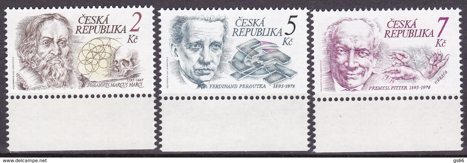 1995, Tschechische Republik, Ceska, 64/66,  Persönlichkeiten. MNH ** - Ungebraucht