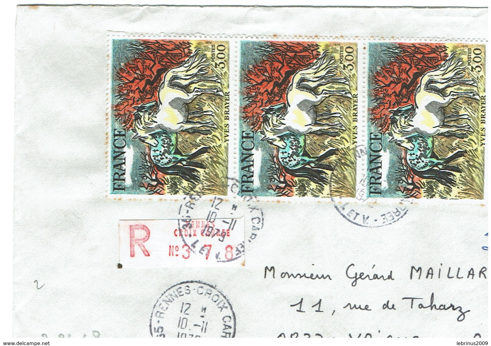 N° 2026 X3 Sur Lettre Recommandée De RENNES Du 10/11/1979 - 1961-....