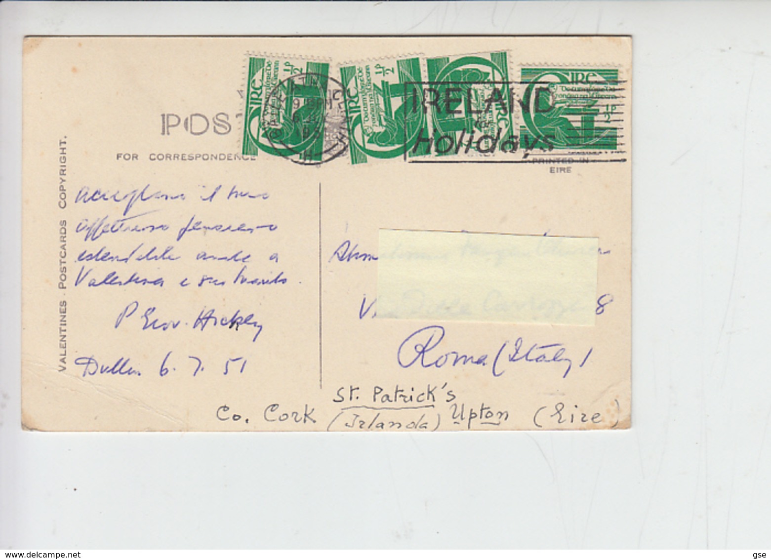 IRLANDA  1951 - Unificato 99 - IRELAND HOLIDAYS - Storia Postale