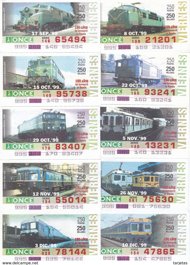 COLECCIÓN COMPLETA DE 45 CUPONES DE TRENES - ONCE (TRAIN-ZUG-TREN) LOCOMOTORA - Trenes