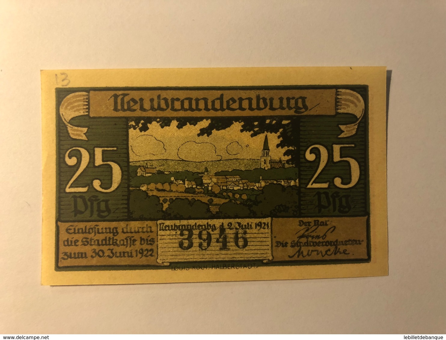 Allemagne Notgeld Neubrandenburg 25 Pfennig - Collections