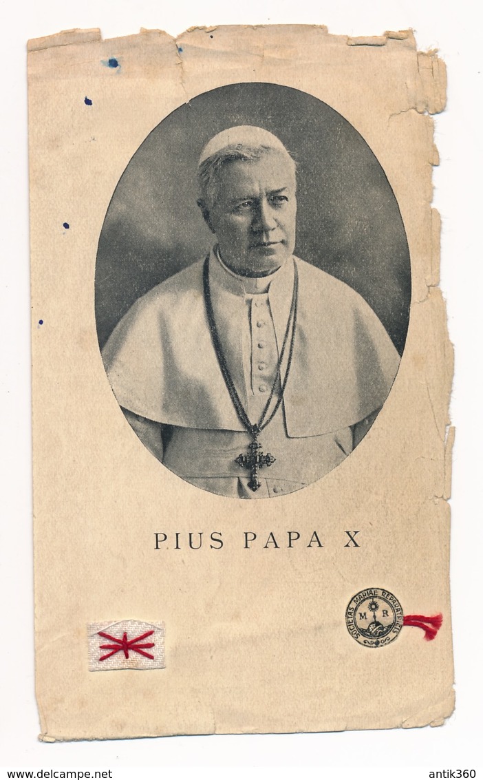Image Pieuse Reliques Etoffe Ayant Touché Le Pape Pie X - Reliquaire - Holy Card - Images Religieuses