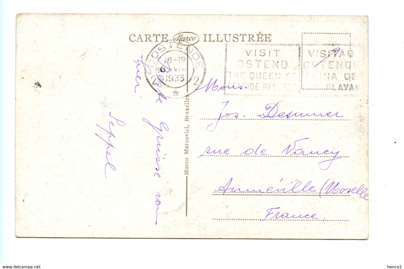 Ostende - Malle-Poste Et Estacade - Mail-Post And Estacade / Marcovici 1933 - Oostende