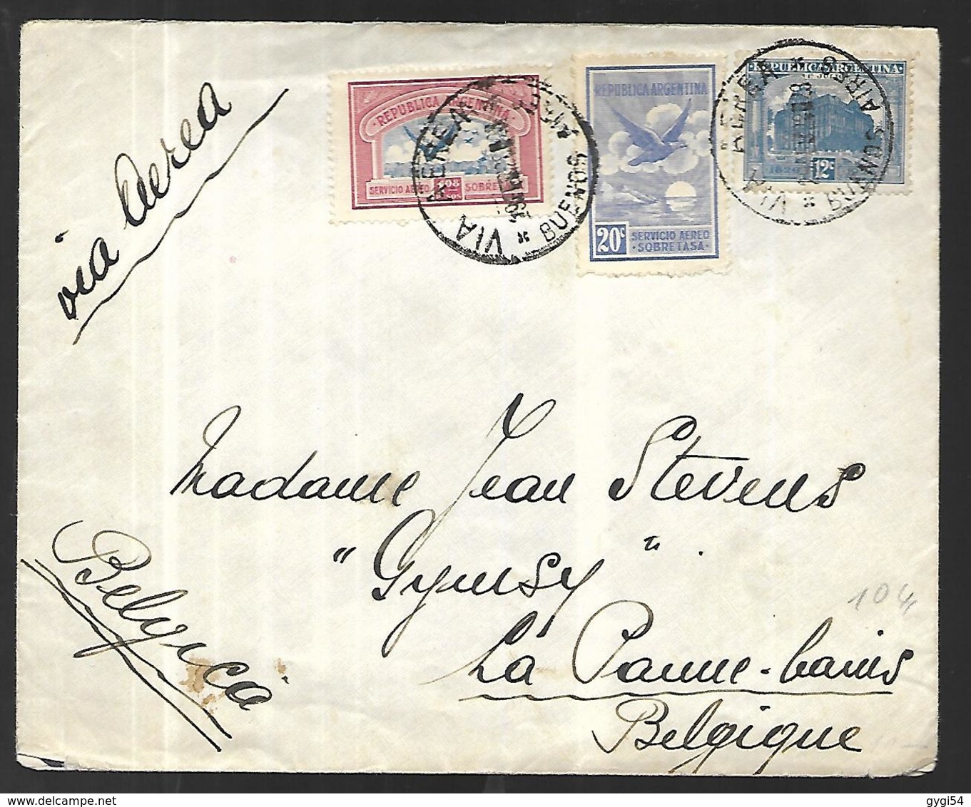 Argentine Lettre De 1932  Vers La Belgique - Lettres & Documents