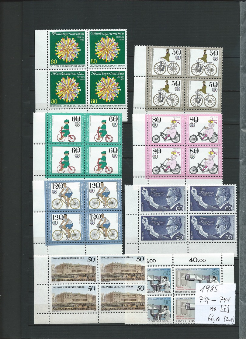 Germany , BERLIN ,  Huge Mint Party With Blocks Of 4 , Years 1984 To 1989  In A Stock-book (as Per Scan)MNH - Nuevos